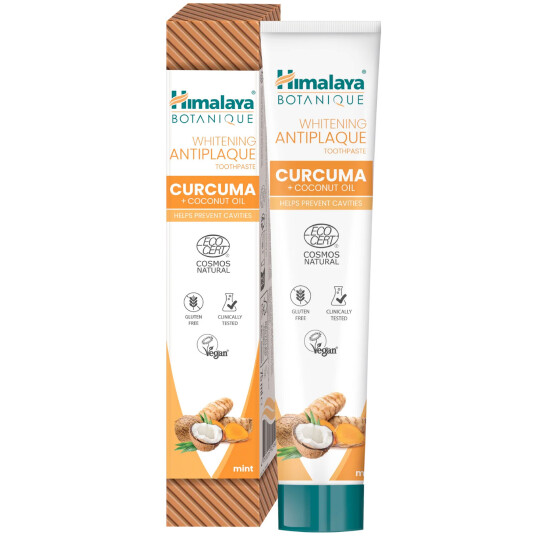 Økologisk tannkrem Whitening HIMALAYA Botanique gurkemeie + Coconut 75 Oil