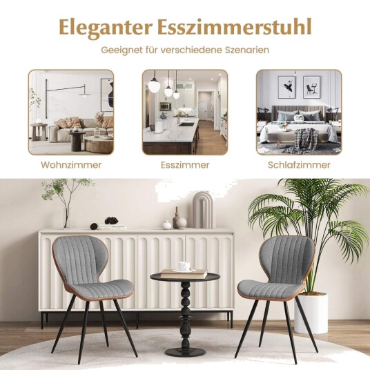 Grå spisestoler sett med 2 – polstret ergonomisk design