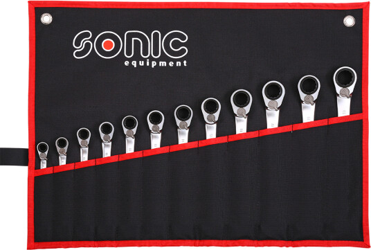 Sonic Skrallenøkkelsett Vinklet 8-19 mm 12 Deler