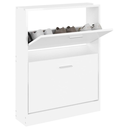 vidaXL Skoskap h?yglans hvit 59x17x81 cm konstruert tre
