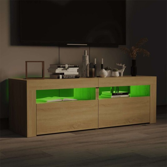 vidaXL TV-benk med LED-lys sonoma eik 120x35x40 cm vidaXL TV-benk med LED-lys sonoma eik 120x35x40 cm