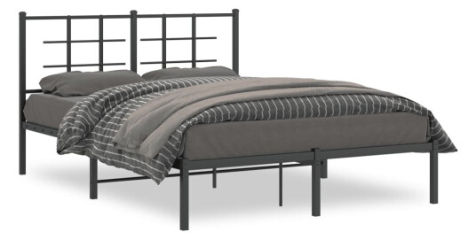 Sengeramme i metall med hodegavl svart 140x190 cm 8721012303607