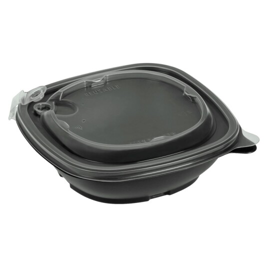 suplesse Gjenbrukbar skål Suplesse inkl. lokk; 500ml, 17x17x5 cm (LxBxH); Svart; Kvadratisk; 50 Stykk / Forpakning
