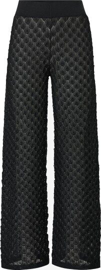By Malina   Bukser Alissa Wide leg Pointelle Knitted Trousers   Svart