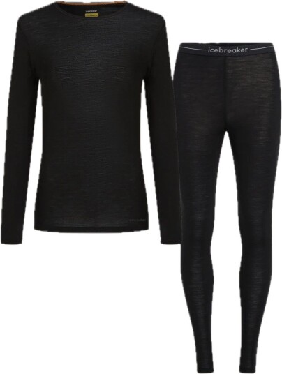 Icebreaker Women Merino 175 Everyday Ls Crewe And Leggings Set Black S