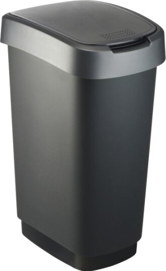 Affaldsspand Rotho Twist Sort Plast 50 L Sort Låg Med Grå Kant Til Kildesortering Affaldsspand Rotho Twist Sort Plast 50 L Sort Låg Med Grå Kant Til Kildesortering