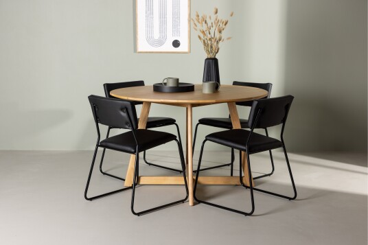 Venture Home Kenth Spisegruppe 120 cm Rund med 4 Kenth Stoler Sort