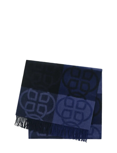 GANT Monogram Wool Scarf - Navy - ONE SIZE
