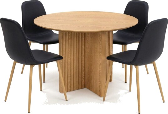 Edda spisegruppe rund 110 cm Eik med 4 Nibe spisestoler Eik Edda spisegruppe rund 110 cm Eik med 4 Nibe spisestoler Eik