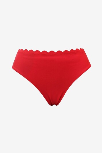 KAANDA Beach life - Bikinitruse New Venus Scallop Mid Rise Bottom - Rød