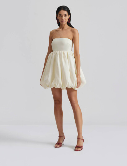 Malina Isolde Strapless Bubble Mini Dress - White - L Malina Isolde Strapless Bubble Mini Dress - White - L