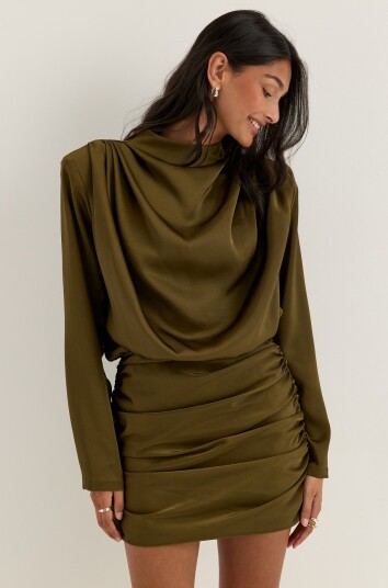 Bubbleroom Occasion Ruched Satin Mini Dress