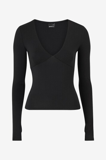 Gina Tricot Topp Soft Touch V-neck Svart