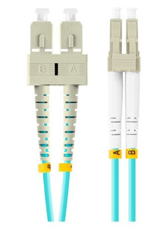 Fiberoptisk Løpekord Mm Lc/Upc-Sc/Upc Duplex 3,0Mm Om3 50/125 Lszh 2M Aqua Lanberg