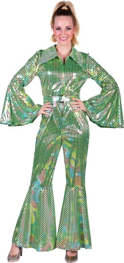 Thetru B.v. Disco Jumpsuit Grønn Fargeskimrende Kostyme X-Small 3591-0300-00XS