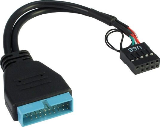 INTER-TECH intern USB-adapter - 9-pins USB-header til 19-pins USB 3.0-plugg - 15 cm