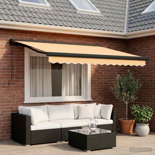 vidaXL Uttrekkbar markise sand 300 x 250 cm Lær og aluminium