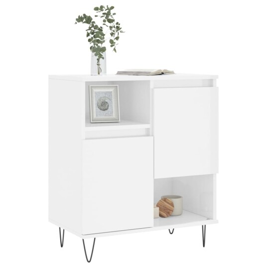 vidaXL Skjenk høyglans hvit 60x35x70 cm konstruert tre