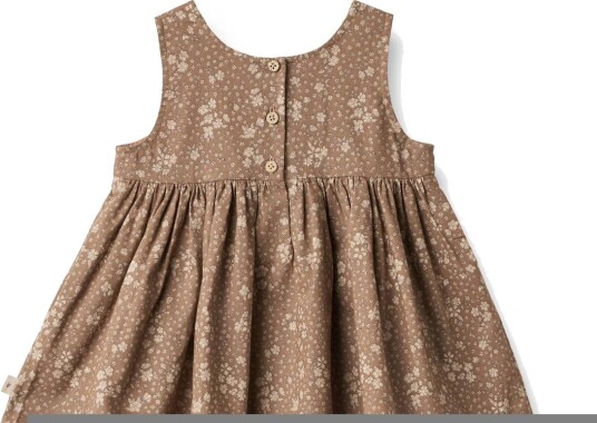 Wheat Kjole Pinafore Wrinkles Cocoa Brown Flowers (80 / 1 år)