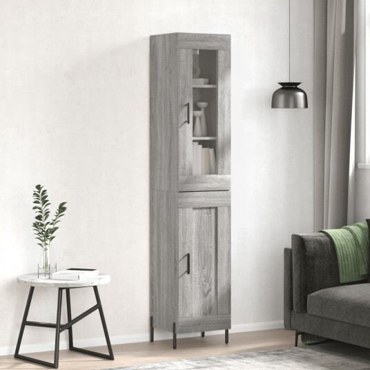 vidaXL Highboard grå sonoma 34,5x34x180 cm konstruert tre 8720845489250