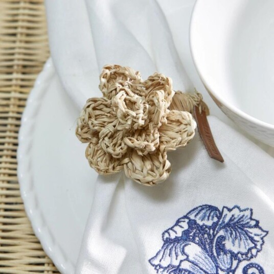 Riviera Maison Serviettring Blomst Raffia Riviera Maison Serviettring Blomst Raffia