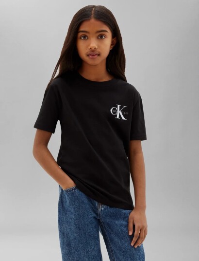 Calvin Klein Small Chest Monologo Ss T Shirt Black 152