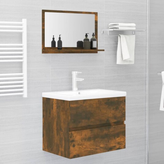 vidaXL Baderomsspeil røkt eik 60x10,5x37 cm konstruert tre