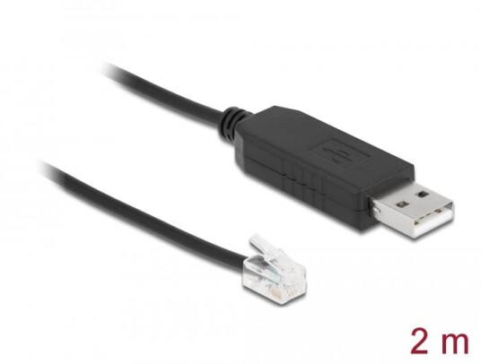 Delock Adapter Cable Usb Type-a To Serial Rs-232 Rj10 With Esd 2 M