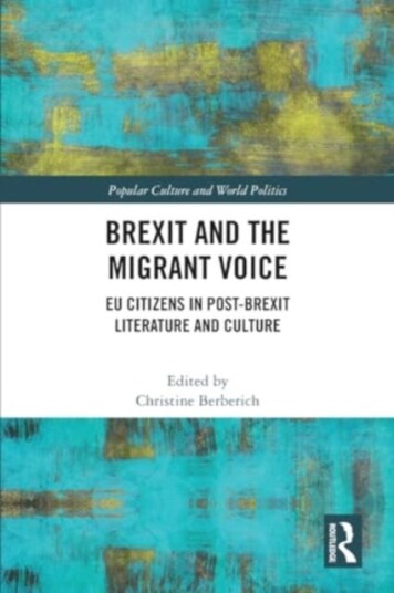 Brexit and the Migrant Voice EU Citizens in postBrexit Literature and Culture