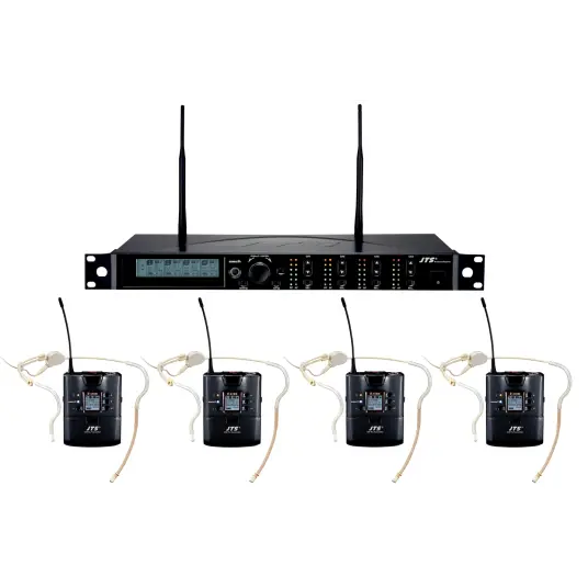 Jts R-4 Trådløst System, 4 Kanaler 4 X Beltpack Med Cm-214t Hodebøyle