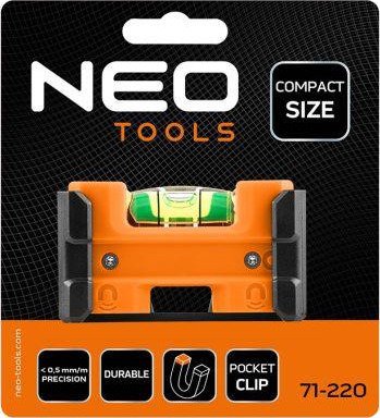 NEO Tools Vater 71-220 Med Belteklips Og Magnet 0,5 mm/M Nøyaktighet NEO Tools Vater 71-220 Med Belteklips Og Magnet 0,5 mm/M Nøyaktighet