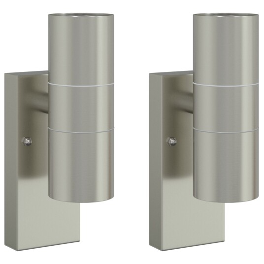 Utendørs Vegglamper 2 Pcs Sølv 7 X 10 22cm Rustfritt Stål Utendørs Vegglamper 2 Pcs Sølv 7 X 10 22cm Rustfritt Stål