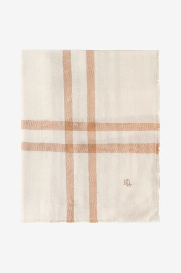 Ralph Lauren Lauren Skjerf Polyester Blend lght Wght WV Sqr Scf Beige