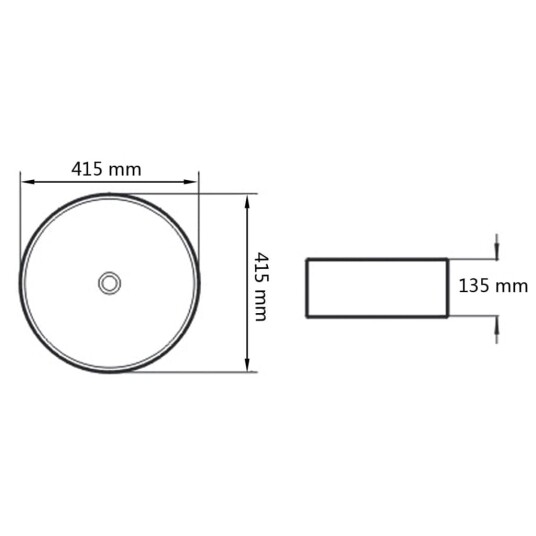 vidaXL Servant keramisk rund svart 41,5x13,5 cm