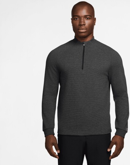 Nike M Par 5 1/2 Zip Top Golfgenser herre Black White Black Black X Large