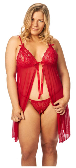 Nortie Gro Rød Blonde Babydollsett Plus Size - Rød - Plus Size Nortie Gro Rød Blonde Babydollsett Plus Size - Rød - Plus Size