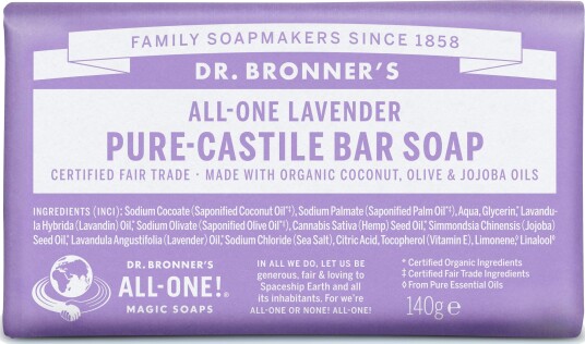 Dr. Bronner's Castile såpe Lavendel 140g Dr. Bronner's Castile såpe Lavendel 140g