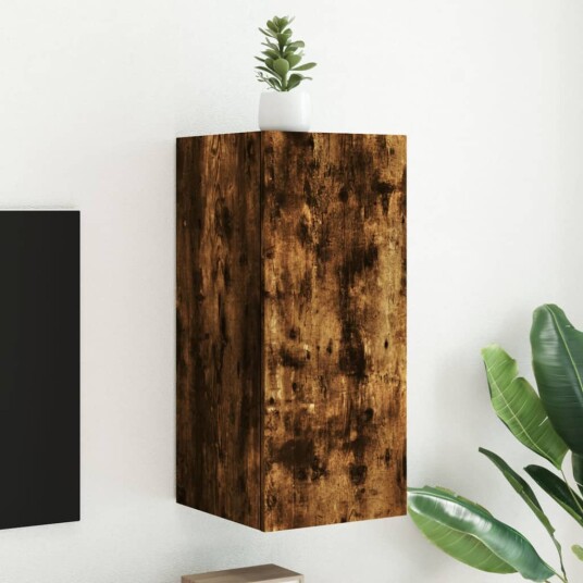 vidaXL Vegghengt TV-benk med LED røkt eik 30,5x35x70 cm 8721012258242