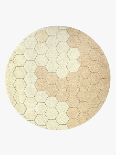 Lorena Canals  Vaskbart Gulvteppe 140 Rund Honeycomb Gullfarget