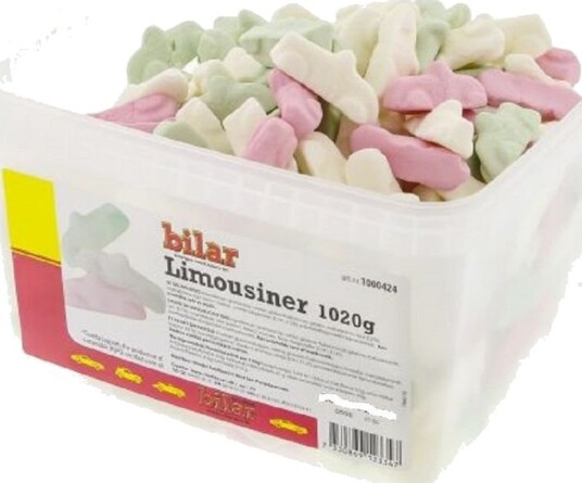 1 kg Ahlgrens Limousin Biler / Boks med Skumbiler 1 kg Ahlgrens Limousin Biler / Boks med Skumbiler