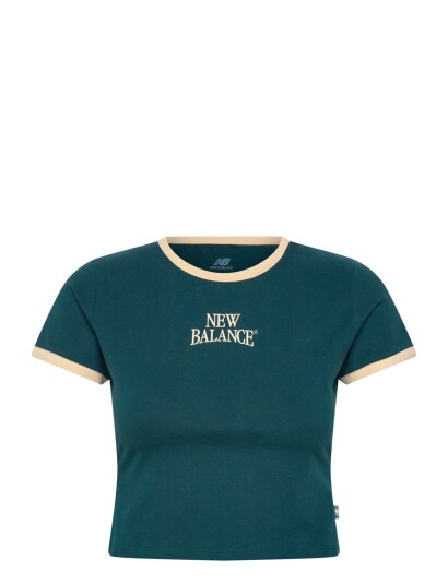 New Balance Linear Heritage Ringer T Shirt Green L