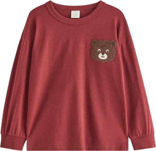 Lindex Long Sleeved Top With Terry Applique   Burgundy   98