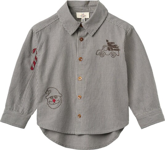 Copenhagen Colors Skjorte Grey Sjekkkam m. Broderi Copenhagen Colors 1 år (80) Skjorte Grå