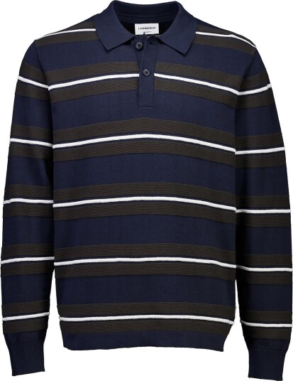 Lindbergh Striped Knitted Polo L/S NAVY S