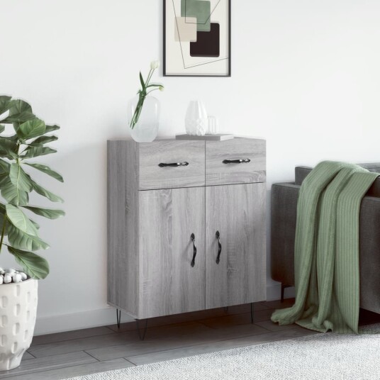 vidaXL Skjenk grå sonoma 69,5x34x90 cm konstruert tre vidaXL Skjenk grå sonoma 69,5x34x90 cm konstruert tre