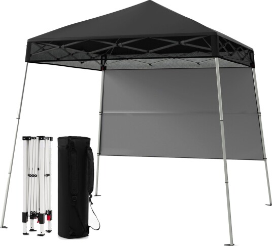 Justerbart 2x2m pop-up lysthus med sidevegg, svart