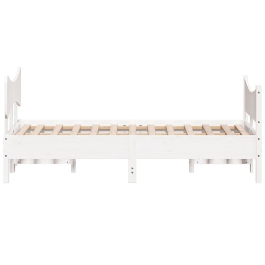 Sengeramme med hodegavl hvit 120x190 cm heltre furu 8721012455023