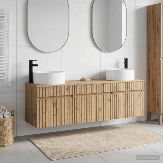 vidaXL Baderomsskapsett 3 stk. Artisan eik 49 x 44,5 x 65,5 cm