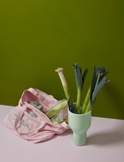 Studio About Tote Bag Rose/Green   Pink   L:32CM