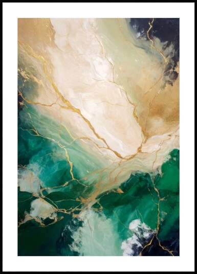 Emerald Gold Marble Flow Plakat / 70x100 Emerald Gold Marble Flow Plakat / 70x100